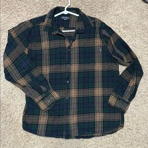 Eddie Bauer Green and Brown Plaid Shirt
